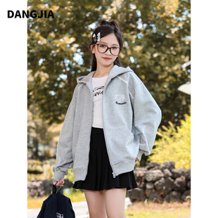 女大童卫衣外套春秋2026新款连帽开衫衣服女孩上衣13岁初中生宽松