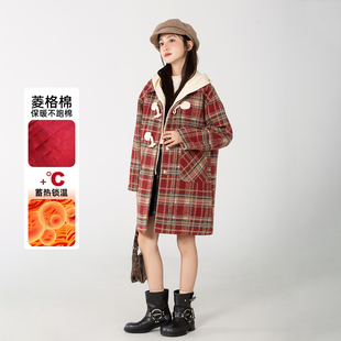 女童呢子外套秋冬款2024新款夹棉加厚大童女孩毛呢大衣儿童新年装