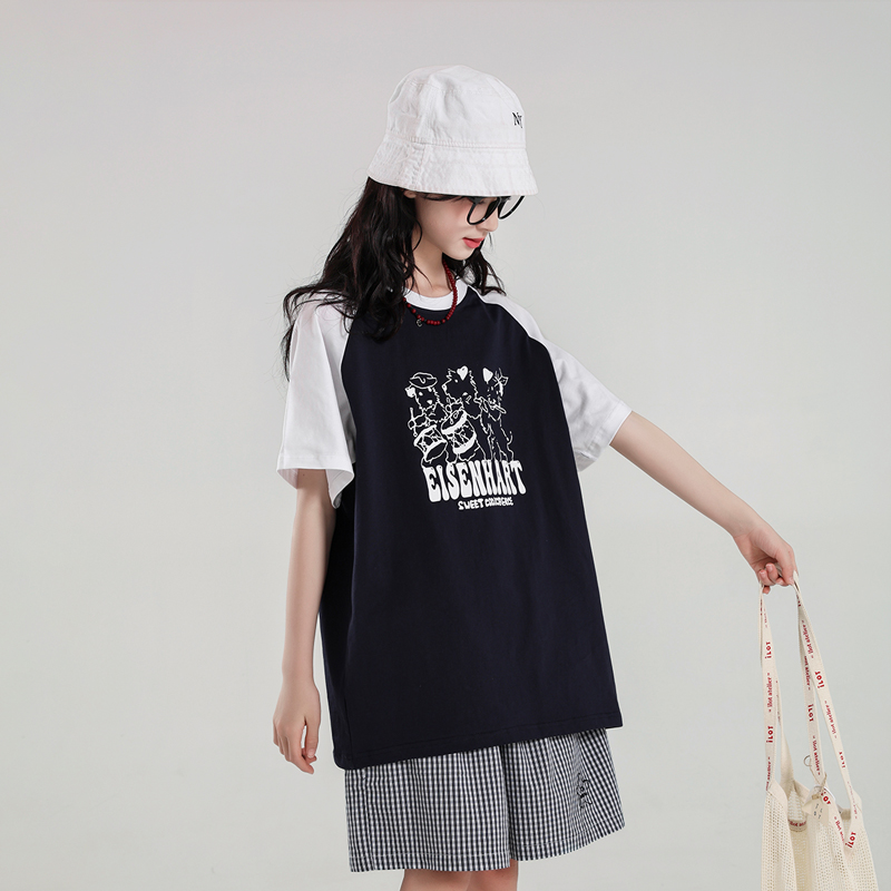 女大童短袖t恤夏季2025新款夏装初中生女孩上衣半袖全棉休闲体恤