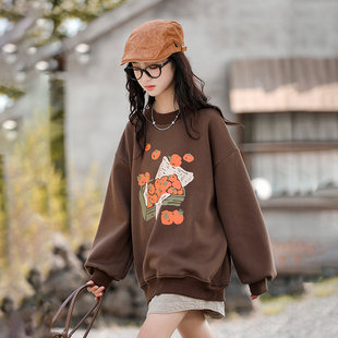 女大童加绒卫衣冬季2025新款洋气儿童初中生秋冬一体绒上衣12岁15