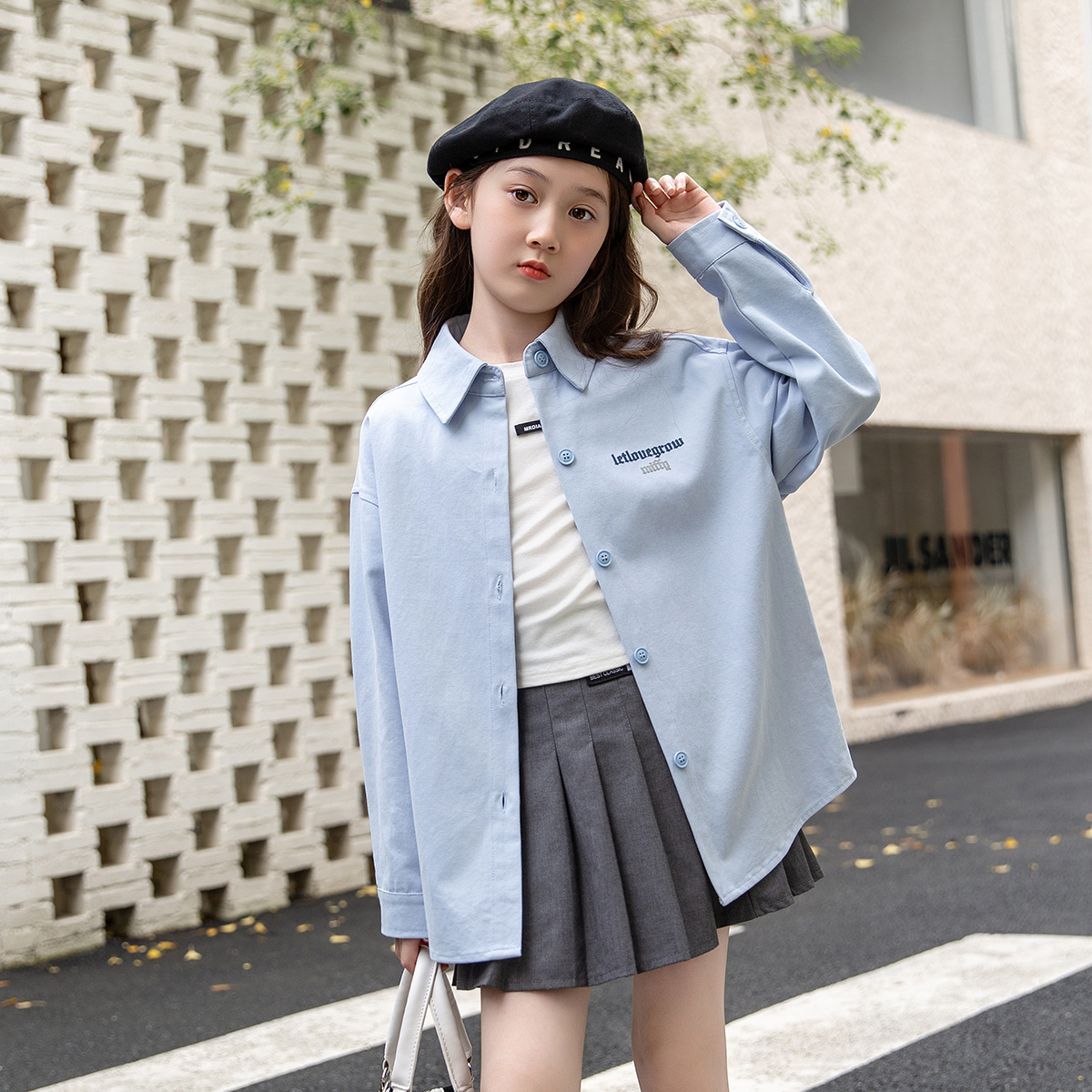 女童衬衫春秋款2025新款洋气儿童秋装衬衣外套小女孩长袖上衣潮