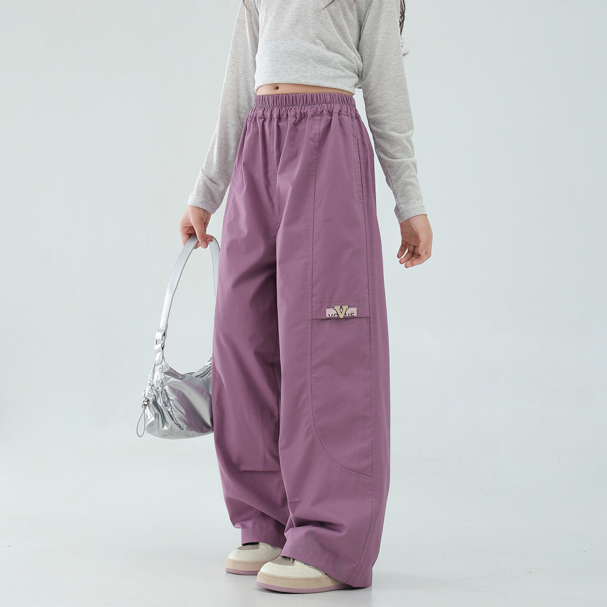 女童工装裤春秋2026新款裤子小学生女孩中大童宽松休闲裤薄长裤潮