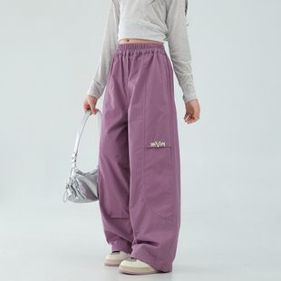 女童工装裤春秋2026新款裤子小学生女孩中大童宽松休闲裤薄长裤潮