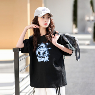 女童短袖T恤夏装2025新款洋气童装女大童半袖纯棉初中生宽松体恤