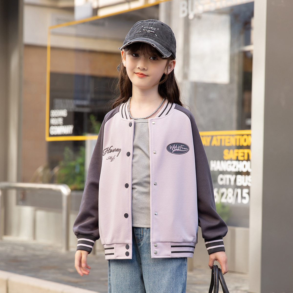 女童外套春秋款2025新款洋气儿童秋装上衣秋季初中生棒球服超酷潮