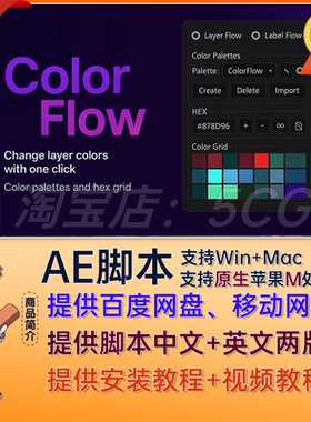 中文汉化-AE脚本自定义调色板快速应用工具AE插件 ColorFlow