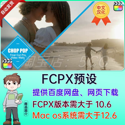 中文汉化FCPX插件-30种创意网格画面拼贴分屏动画预设 Chop Pop