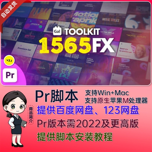 PR脚本1565+文字动画包装转场调色分屏视频预设pr插件Gal Toolkit