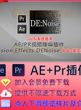 DENoise 中文汉化版视频降噪提升清晰AE/PR插件 DE:Noise V3.6.0