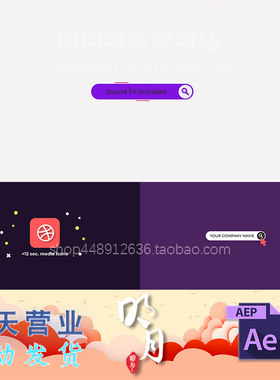 简约互联网址网站网页商品标志公司LOGO名称搜索栏动画片头AE模板
