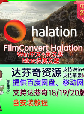 中文汉化达芬奇插件电影胶片光晕特效FilmConvert Halation 1.0.1