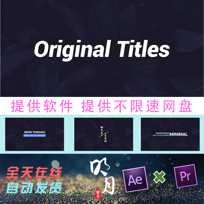 4K30个简约简洁文本动画原始VLOG标题字母展示视频AE模板PR预设