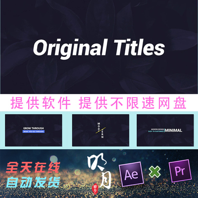 4K30个简约简洁文本动画原始VLOG标题字母展示视频AE模板PR预设