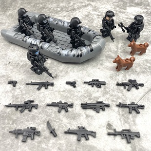 防爆特警城市警察抓小偷土匪犯人坏人人仔监狱拼装积木特种兵玩具