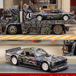 卡玛斯重型卡车拖车Sw 1:64福特野马Rtr V3恶魔爪漆合金汽车模型