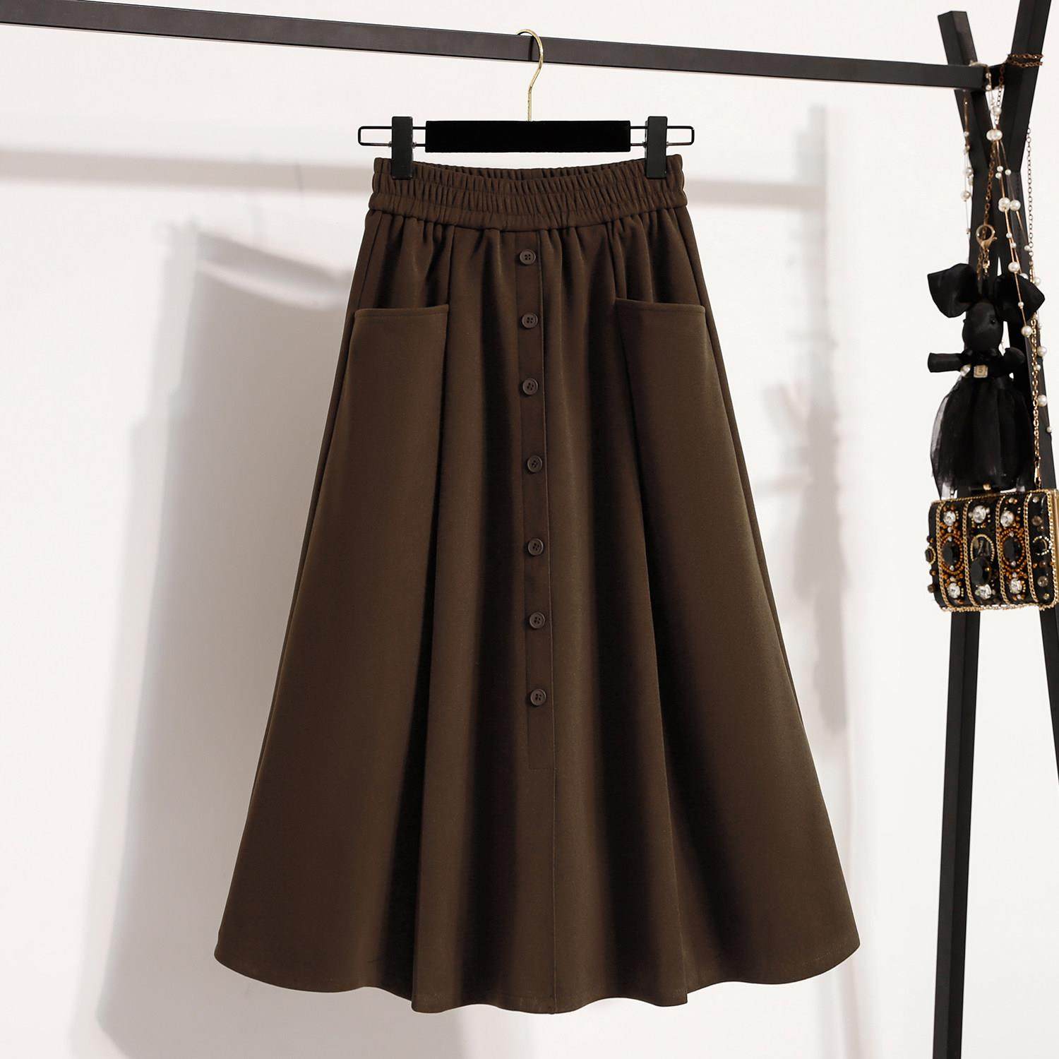 大码美拉德咖色毛呢半身裙女秋冬巨好看的胖mm高腰中长款a字伞裙,运动/瑜伽/健身/球迷用品,瑜伽短裙,淘宝优惠券,粉丝福利购,淘宝优惠卷