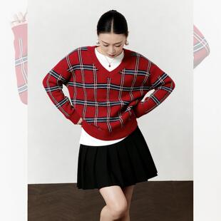 红色毛衣女款2026新款冬季多巴胺跨年过年穿搭新年本命年马年衣服