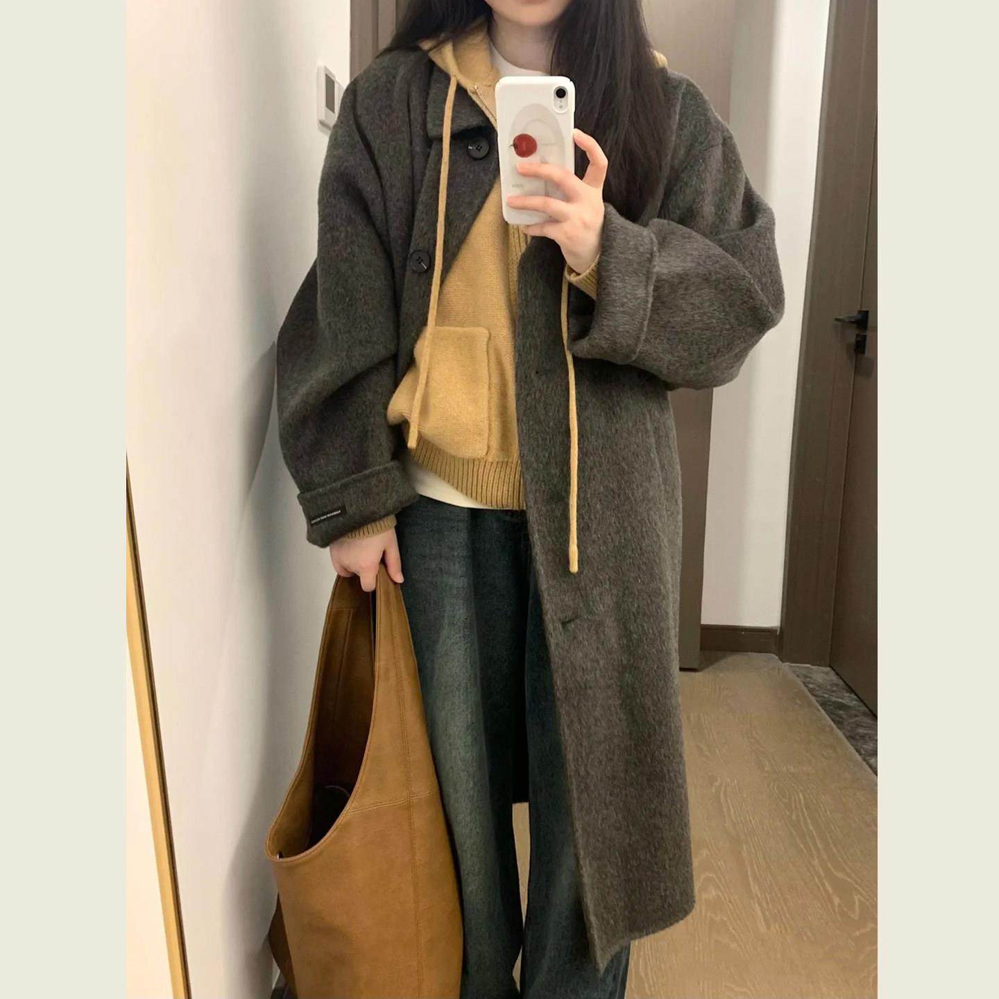 韩系赫本风深灰色呢子大衣女冬季新款高级感小个子中长款毛呢外套,运动/瑜伽/健身/球迷用品,广场舞套装,淘宝优惠券,粉丝福利购,淘宝优惠卷