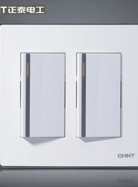 9E正泰电工墙壁开关插座大二开双控 大两开 白色银边 大120*120型