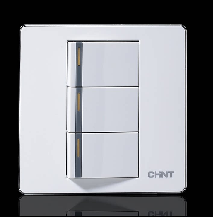 正泰开关插座120型NEW9E三开双控86*86开关面板 三联双控开关面板