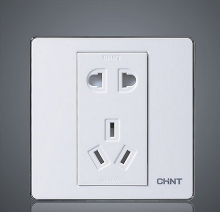 正泰new9e白板银边一方开关插座