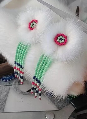 非遗鄂温克族手工皮毛太阳花耳饰