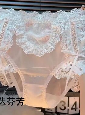 【3440人收藏】洛丽塔蝴蝶结刺绣性感蕾丝内裤女士大码胖mm纯欲风