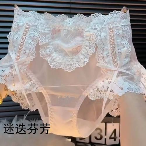 【3440人收藏】洛丽塔蝴蝶结刺绣性感蕾丝内裤女士大码胖mm纯欲风