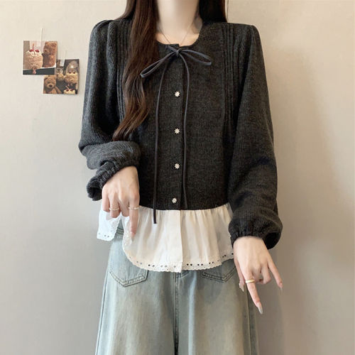 大码遮肚子假两件蕾丝边