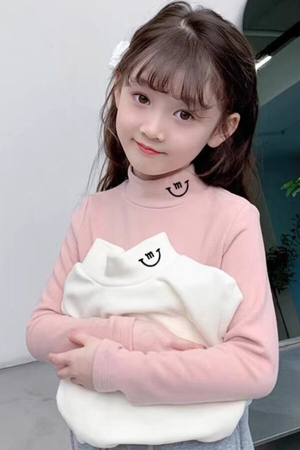 南极人女童打底衫保暖内衣德绒新款儿童半高领秋冬中大童T恤上衣