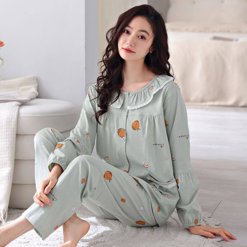 南极人睡衣女2024新款中年妈妈长袖春秋季纯棉开衫大码全棉家居服