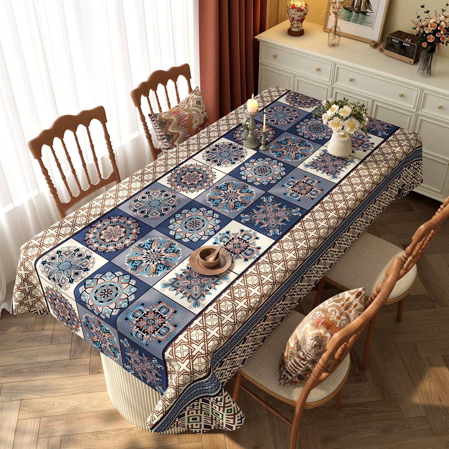 民族风桌布防水防油免洗2026新款轻奢高级感茶几加厚餐桌垫台布,居家布艺,桌布,淘宝优惠券,粉丝福利购,淘宝优惠卷