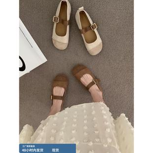 复古软底单鞋 法式 牛皮女款 平底鞋 森系配裙子玛丽珍鞋 乐福鞋 勃肯鞋