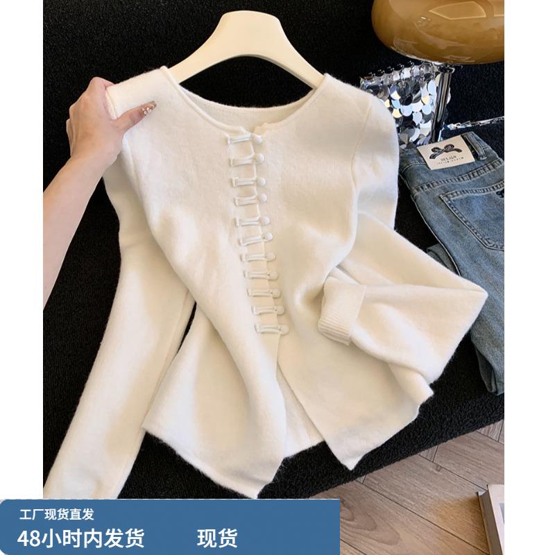 自留款推荐~复古国风新中式盘扣针织衫女冬季新款设计感百搭毛衣