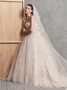 zuhair 抹胸彩色手工钉珠小树叶新娘甜美森系婚礼婚纱定制 murad