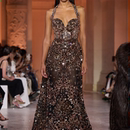 复古棕褐色鸡心领挂脖高端奢华年会红毯晚礼服 美式 Zuhair Murad