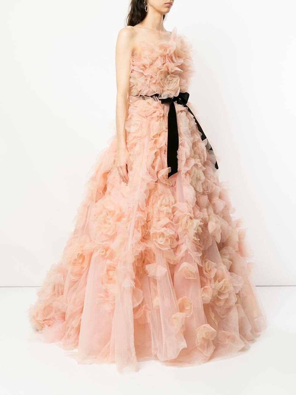 marchesa 2025年橘粉色花朵收腰公主蓬裙生日唱歌演出礼服敬酒服