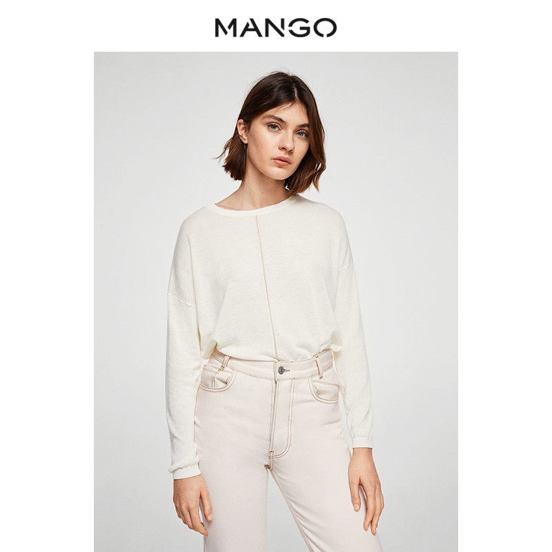 MANGOÅ®×°2018´º¼¾Æ®ÒÝÍøÑÛϸ½Ú¿íËÉëÒ ³¤ÐäÔ²Áì´òµ×ÉÀ23053642