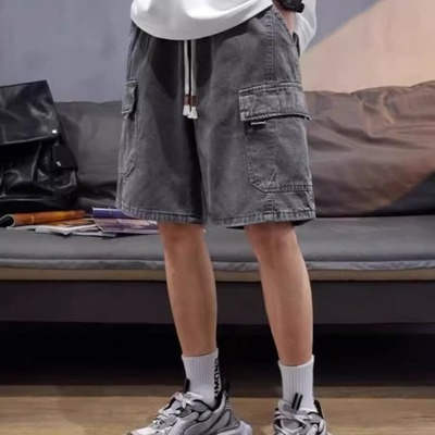 美式多口袋牛仔短裤男士夏季新款
