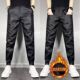 男潮牌加绒加厚外卖骑行保暖小脚裤 秋冬款 休闲弹力百搭机车PU皮裤