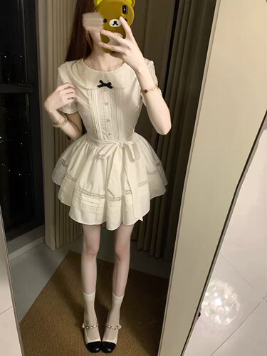 丹丹吃不饱【雾白序章】夏季精致感蝴蝶结少女甜美娃娃裙蓬蓬裙