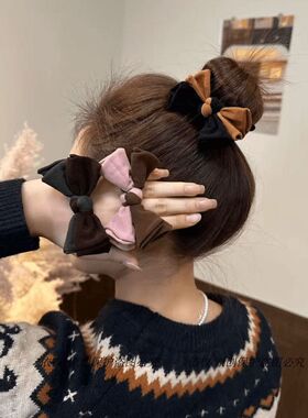 韩版东大门新款秋冬撞色蝴蝶结高弹力发绳时尚简约百搭不伤发发圈
