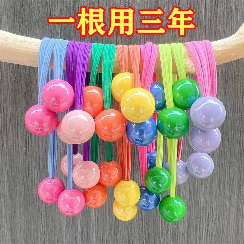 新款儿童发饰糖果色发圈耐用圆球球扎头发的头绳可爱扎头发皮筋儿