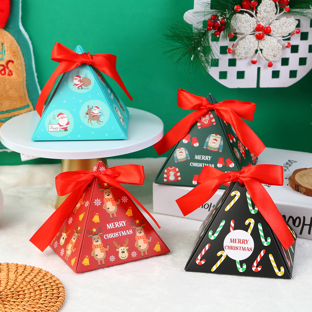 圣诞糖果包装盒烘焙小包装纸盒