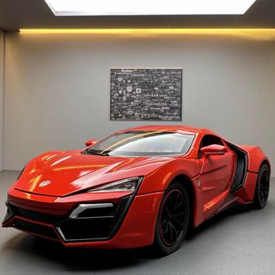 新款车致合金车模1:24莱肯跑车带声光玩具车音乐模型摆件