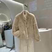新款 韩系气质立领短款 獭兔毛皮草外套女2025冬季 加厚毛毛年轻皮草