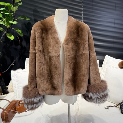 狐狸毛大袖子进口整皮獭兔毛