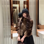 进口雷克斯定染獭兔毛休闲短款 中古兔 毛绒皮草外套女冬