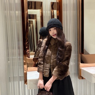 毛绒皮草外套女冬 进口雷克斯定染獭兔毛休闲短款 中古兔
