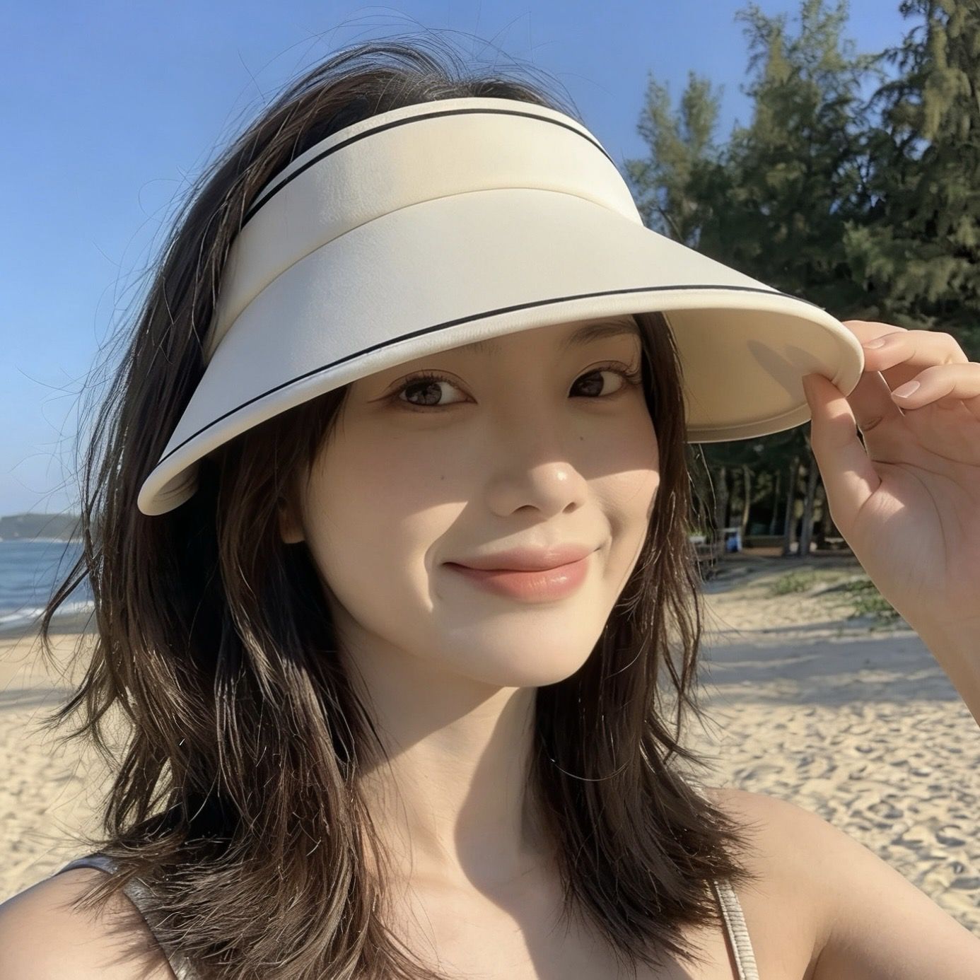 夏季防晒女新款遮阳帽可折叠防晒帽空顶户外骑车太阳帽